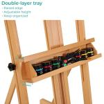 VISWIN Large H-Frame Easel for Painting 53"-91" H, Adjustable Solid Beech Wood Heavy Duty Easel Stand with Storage Tray, Hold Canvas up to 78", Art Easel for Adults, Artists - Natural