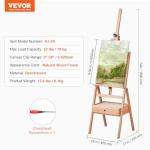 VEVOR Studio H-Frame Easel, Holds Canvas up to 36", Beechwood Artists Easel with Art Supply Storage Drawer, 22 lbs Load Capacity