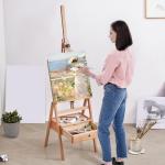 VEVOR Studio H-Frame Easel, Holds Canvas up to 36", Beechwood Artists Easel with Art Supply Storage Drawer, 22 lbs Load Capacity