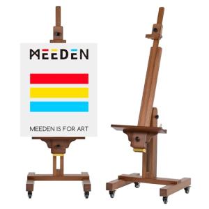 MEEDEN Extra Large Painting Easel: Solid Beech Wood Artist Studio Easel - Professional Art Easel Stand for Adults - Adjustable Movable Tilting Easels for Canvas up to 71"