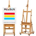 MEEDEN Enlarged Heavy-Duty H-Frame Easel: Artist Solid Beech Wooden Studio Easel - Professional Painting Art Easel Stand with 4 Lockable Wheels & Leveling Bolts - Hold Canvas up to 86" H
