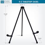 SD Studio Designs E-Z Tabletop Easel – Portable Folding Metal Art Easel for Painting, Drawing, Canvas & Display – Lightweight Steel, Black