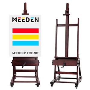 MEEDEN Extra-Large Art Painting Easel - Professional Artist Crank With Height Adjustable 71" to 98" - Heavy Duty Beech Wood Studio H Frame Stand for Painting Canvas up to 83"