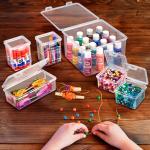Sorbus 6-Piece Art Supply Storage Organizer Stackable Craft Storage with Hinged Lids Art, Yarn, Ribbon, Bead Organizers