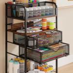 Art cart, 5 Tier Rolling Cart - Utility Cart with Storage Drawer and Wheels, Versatile Art & Craft Organizer for Home, Office, or Studio Ideal for Storing Brushes, Paints