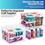 Sorbus 6-Piece Art Supply Storage Organizer Stackable Craft Storage with Hinged Lids Art, Yarn, Ribbon, Bead Organizers