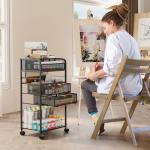 Art cart, 5 Tier Rolling Cart - Utility Cart with Storage Drawer and Wheels, Versatile Art & Craft Organizer for Home, Office, or Studio Ideal for Storing Brushes, Paints