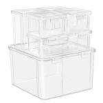 Sorbus 6-Piece Art Supply Storage Organizer Stackable Craft Storage with Hinged Lids Art, Yarn, Ribbon, Bead Organizers