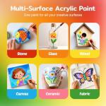 18 Colors Bulk Acrylic Paint Set (250 ml/8.45 oz Large Bottles), Non-Toxic for Kids & Adults, Acrylic Paint Bulk on Wood, Glass, Ceramic, Art Painting Supplies with Palette Knife & Art Sponge