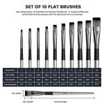 Nicpro 10 PCS Flat Paint Brush Set, Art Painting Brushes for Acrylic, Watercolor, Oil, Gouache, Craft, Detail, Face Body Painting, Base Coating, Artist Paintbrush Kit for Kid & Adult