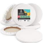 ARTEZA Round Stretched Canvas, 10 Inch Diameter, Pack of 8, Blank White Canvas Boards for Acrylic, Oil and Gouache Painting
