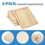 Falling in Art Unfinished Birch Wood Canvas Panels Kit, 4 Pack of 11x14'' Studio 3/4'' Deep Cradle Boards for Pouring Art, Crafts, Painting and More