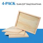 Falling in Art Unfinished Birch Wood Canvas Panels Kit, 4 Pack of 11x14'' Studio 3/4'' Deep Cradle Boards for Pouring Art, Crafts, Painting and More