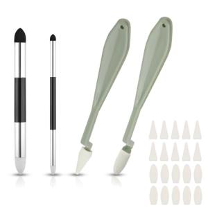 24pcs Blending Sponge Pen Set, Double Headed Drawing Art Blender Pencil with Sponge Head, Sketch Scrapers Blending Stump Tools Washable Sketch Rubbing Sponge for Highlight Shadow Detail