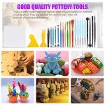 Swpeet 24Pcs Modeling Clay Sculpting Tools Kits, Painting Brush, Dual-Ended Design Pottery Tools, Ball Stylus Tool, Plastic Ball Rod Stylus Modeling Tools, Clay Roller, Clay Scarper for Modeling Clay