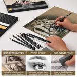 27 Piece Charcoal Drawing Set - Professional Black & White Charcoal Pencils for Sketching, Shading & Blending, Graphite Sticks with Artist Art Supplies Kit (Beginners & Professionals)