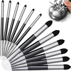 Kosiz Blending Sponge Pen Double Headed Rub and Buff Washable Rubbing Sponge Brush Sketch Wipe Reusable Blending Stump Drawing Art Blenders for Artist Highlight Shadow Tool(White,Black,2 Pcs)