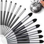 Kosiz Blending Sponge Pen Double Headed Rub and Buff Washable Rubbing Sponge Brush Sketch Wipe Reusable Blending Stump Drawing Art Blenders for Artist Highlight Shadow Tool(White,Black,2 Pcs)