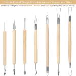 Blisstime 18PCS Clay Sculpting Tools, Basic Clay Pottery Carving Tool Kit with Wooden Handles and Tool Bag