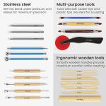 ARTEZA Pottery & Polymer Clay Tools, 22-Piece Sculpting Set with Steel Tips and Wooden Handles, Craft Kit for Pottery Modeling and Carving