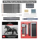 Brusarth Charcoal Pencils for Drawing, 18 Pcs Art Pencil Kit, Professional Sketching Pencil, Art Supplies for Drawing, Shading, Sketching, Blending, Artist Pencils for Beginners & Artists