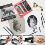 Brusarth Charcoal Pencils for Drawing, 18 Pcs Art Pencil Kit, Professional Sketching Pencil, Art Supplies for Drawing, Shading, Sketching, Blending, Artist Pencils for Beginners & Artists