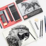 Brusarth Charcoal Pencils for Drawing, 18 Pcs Art Pencil Kit, Professional Sketching Pencil, Art Supplies for Drawing, Shading, Sketching, Blending, Artist Pencils for Beginners & Artists