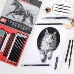 Brusarth Charcoal Pencils for Drawing, 18 Pcs Art Pencil Kit, Professional Sketching Pencil, Art Supplies for Drawing, Shading, Sketching, Blending, Artist Pencils for Beginners & Artists