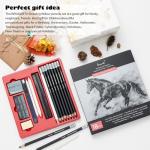Brusarth Charcoal Pencils for Drawing, 18 Pcs Art Pencil Kit, Professional Sketching Pencil, Art Supplies for Drawing, Shading, Sketching, Blending, Artist Pencils for Beginners & Artists