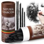 Gueevin 24 Pcs Willow Charcoal Sticks, Willow Charcoal, Artists, Beginners, Students, Perfect for Sketching, Drawing, Shading, and Fine Art Christmas Gifts for Art (2-4mm，4-5mm，5-7mm，7-9mm)