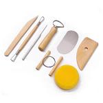 S & E TEACHER'S EDITION 8 Pcs Pottery & Clay Sculpting Tools, Double-Sided, Smooth Wooden Handles.