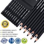 MARTCOLOR Charcoal Pencils for Drawing, 10 Pieces (S-Soft, Ex-Soft, Soft, Medium, & Hard) Black Charcoal Pencils for Sketching, Shading, Blending