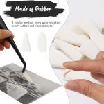 QIYUDA 76 PCS Blending Stumps Set for Drawing, Oil Pastel Blending Tools with Sketch Trimmer and Replacement Sponge Wipes