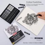 PANDAFLY Compressed Graphite Charcoal Sticks, 24 Pieces Black & White Vine Charcoal Sticks for Drawing, Sketching, Shading, Charcoal Drawing Set for Beginners & Pro Artists