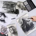 PANDAFLY Compressed Graphite Charcoal Sticks, 24 Pieces Black & White Vine Charcoal Sticks for Drawing, Sketching, Shading, Charcoal Drawing Set for Beginners & Pro Artists