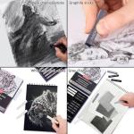 PANDAFLY Compressed Graphite Charcoal Sticks, 24 Pieces Black & White Vine Charcoal Sticks for Drawing, Sketching, Shading, Charcoal Drawing Set for Beginners & Pro Artists