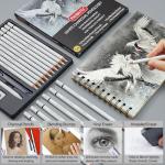 PANDAFLY White Charcoal Pencils Set, Professional 14 Piece Charcoal Pencils for Drawing, Sketching, Shading, Blending, White Chalk Pencils for Kid, Beginners & Pro Artists