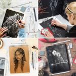 PANDAFLY White Charcoal Pencils Set, Professional 14 Piece Charcoal Pencils for Drawing, Sketching, Shading, Blending, White Chalk Pencils for Kid, Beginners & Pro Artists