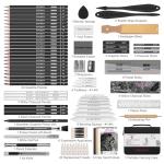 HIFORNY 100 PCS Drawing Set Sketching Kit,Sketch Pencils Art Supplies with Graphite,Charcoal,Blending Tools & Accessories,Portable Zippered Travel Case for Artists & Beginners