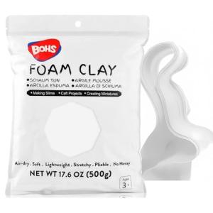 BOHS White Modeling Foam Clay Lite - 500 Grams, Squishy,Soft, Air Dry -for Flower Mirror,Cosplay,Fake Bake, Slime Supplies- 1.1 Lbs