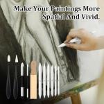 31PCS Blending Stumps and Tortillions Paper Art Blenders Sketch Drawing Tools with Sandpaper Sharpener, Wipe Scraper, Mixing Sponge Pen and Sponge Replacement Head for Artists, Drawing, Shading