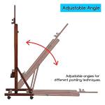 MEEDEN Large Studio Artist Easel, Holds Max Canvas 48", Solid Beech Wood H-Frame Easel with Large Storage Tray, Adjustable Art Painting Easel Stand with Wheels for Beginners & Artists, Walnut