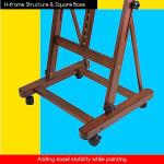 MEEDEN Large Studio Artist Easel, Holds Max Canvas 48", Solid Beech Wood H-Frame Easel with Large Storage Tray, Adjustable Art Painting Easel Stand with Wheels for Beginners & Artists, Walnut