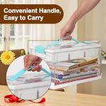Gifhomfix 24QT Large Plastic Craft Organizers and Storage, Clear Art Supply Organizer with Removable Tray and Dividers, Crafting Box Container with Handle for Kids Toy, Sewing, Book, Crayon, Medicine