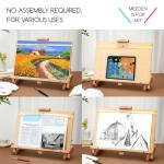 MEEDEN Large Drawing Board Easel, Solid Beech Wooden Tabletop H-Frame Adjustable Easel Artist Drawing & Sketching Board for Artists, Teens & Painters, Holds Canvas up to 23" high