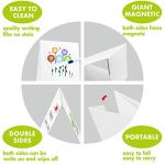 Magnetic Tabletop Desktop Easel &Whiteboard with Bonus 8X Dry Erase Markers. Double Sided and Self-Standing (16” X 12.5”)