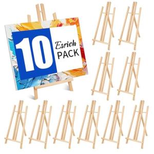 ESRICH 10pcs 17 Inch Tabletop Easels,Wood Easel for Painting,Tripod, Paint Party Easel, Kids Student Desktop Easel for Painting,Paint Easel for Canvas Paint