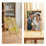 16" Large Metal Table Top Easel Gold Tabletop Easel Picture Stand Mirror Table Top Easels for Display Photo Frame Heavy Duty Plate Art Display Stand for Sign Tabletop Wedding Frame Stands with Tray