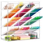 BEYGORM Acrylic Vertical Marker Organizer for 150 Markers with 13 Compartments, Clear Angled Pen & Pencil Holder, Large Desk Stationery & Art Supply Storage for Office & School (10.2 x 9.8 x 4 Inch)