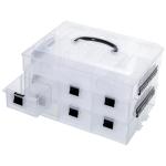 MyGift 11 Inch Clear Plastic Storage Box Container, Arts and Crafts Sewing Supplies Organizer Case with Black Accents, 24 Customizable Compartments, and 6 Drawers with Removable Dividers